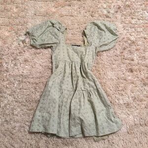 Sage green puff sleeve dress